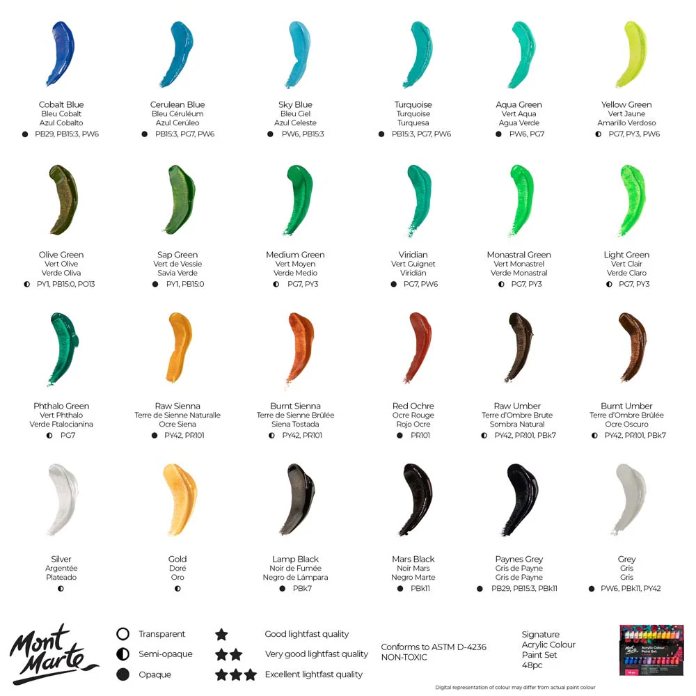 Acrylic Colour Paint Set Signature 48pc x 36ml - Image 11