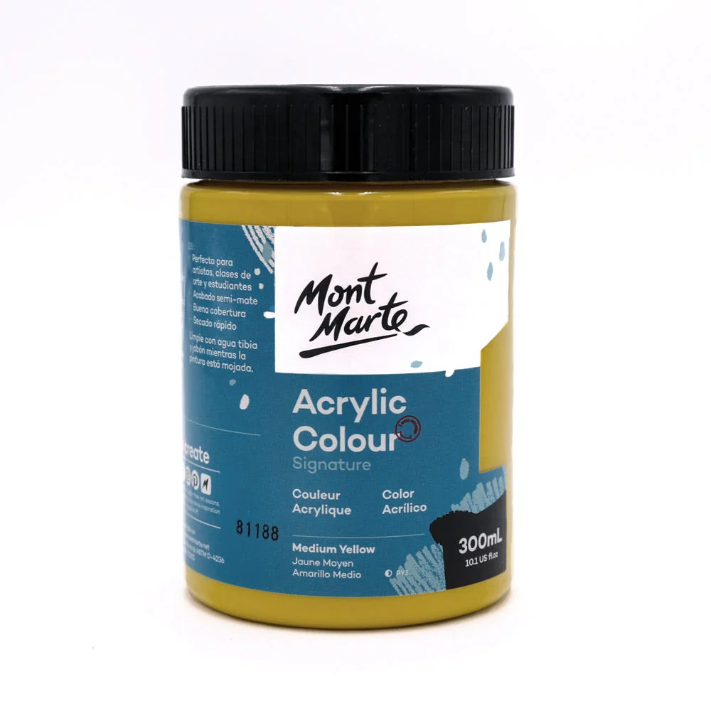 Acrylic Colour Paint Signature 300ml - Medium Yellow - Image 3