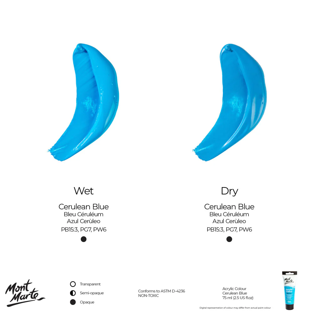 Acrylic Colour Paint Signature 75ml Tube - Cerulean Blue - Image 10