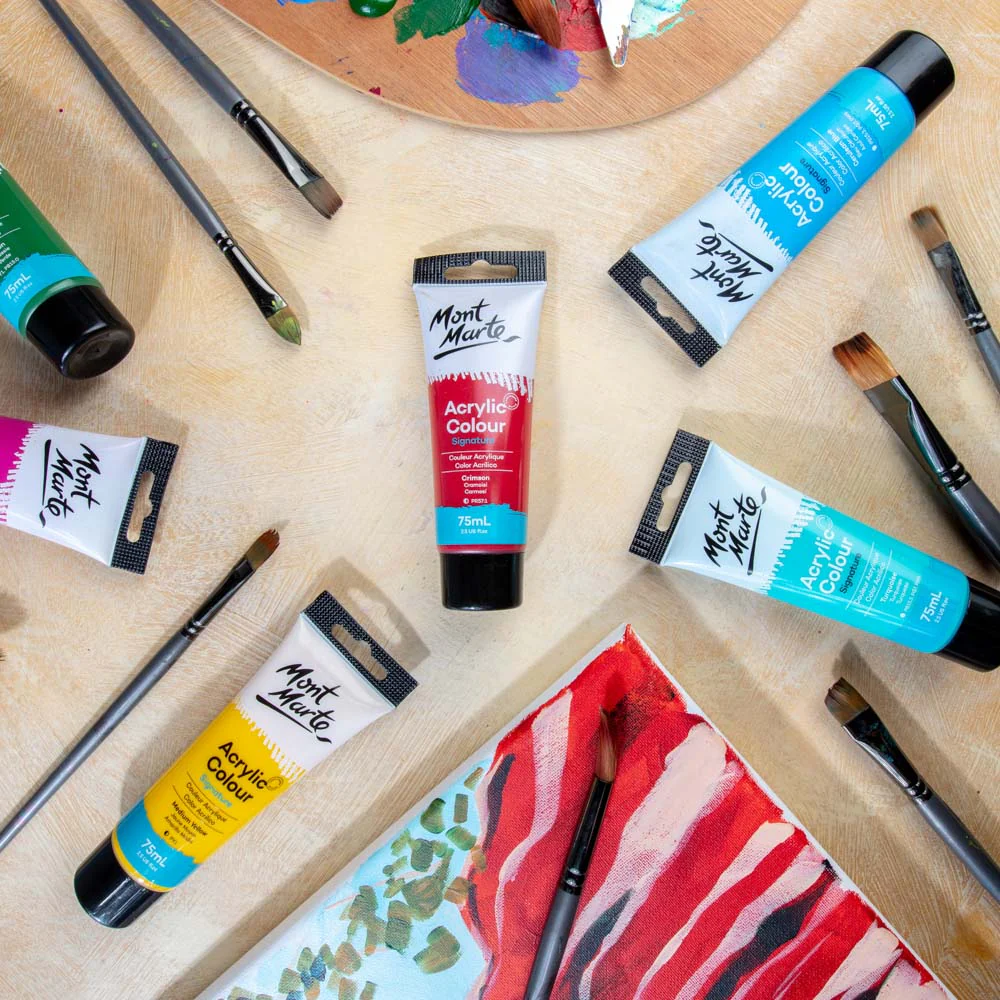 Acrylic Colour Paint Signature 75ml Tube - Crimson - Image 9