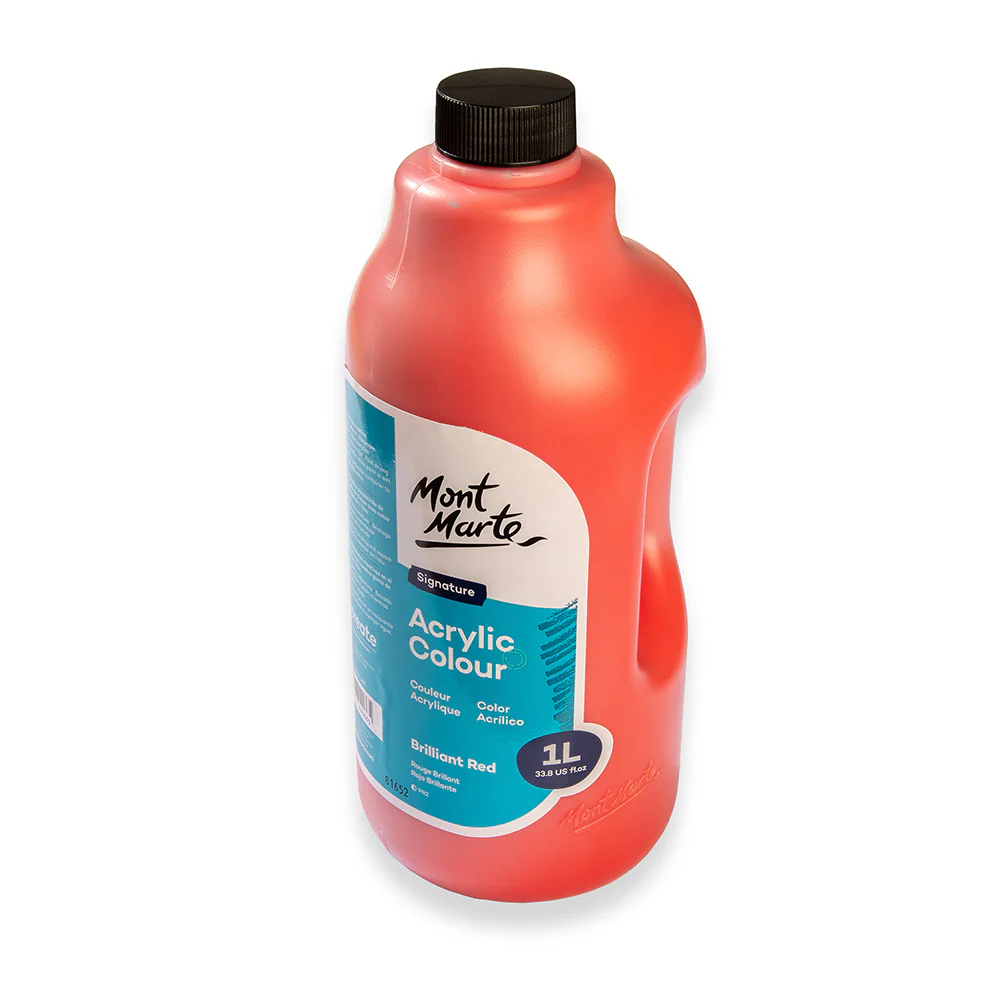 Acrylic Colour Signature 1L Bottle with Pump - Brilliant Red - Image 3
