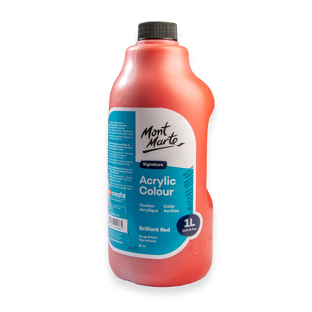 Acrylic Colour Signature 1L Bottle with Pump - Brilliant Red - Image 4
