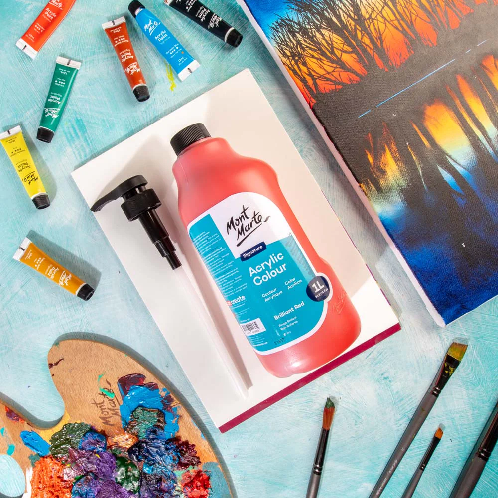 Acrylic Colour Signature 1L Bottle with Pump - Brilliant Red - Image 8