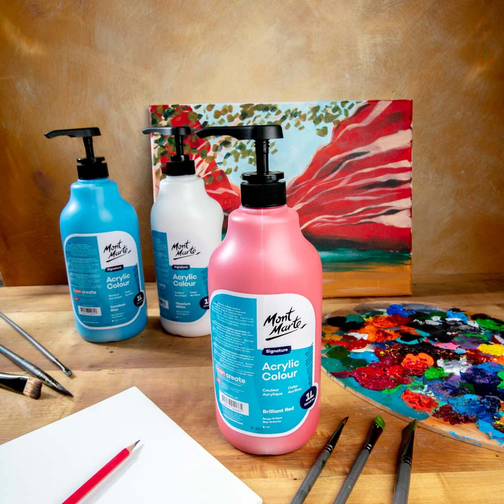 Acrylic Colour Signature 1L Bottle with Pump - Brilliant Red - Image 9
