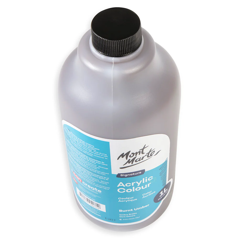 Acrylic Colour Signature 1L Bottle with Pump - Burnt Umber - Image 6