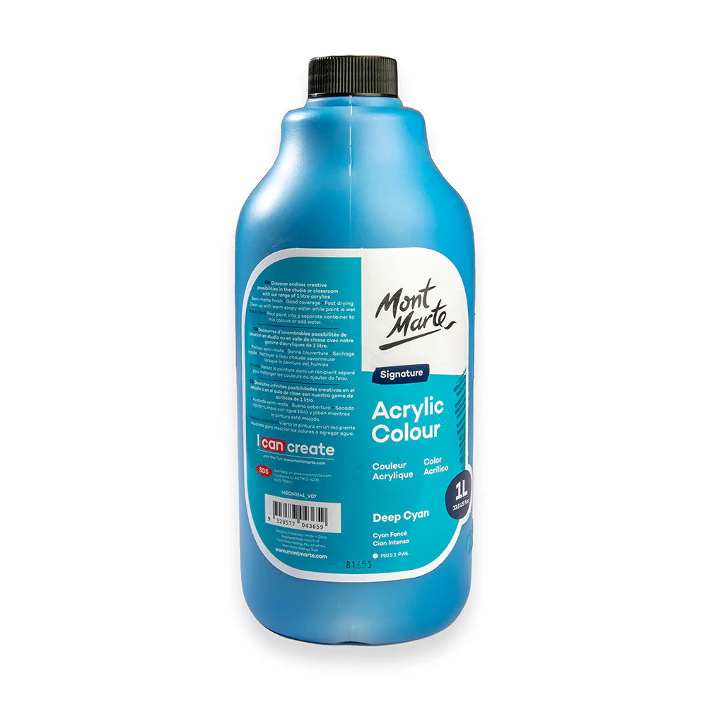 Acrylic Colour Signature 1L Bottle with Pump - Deep Cyan - Image 3
