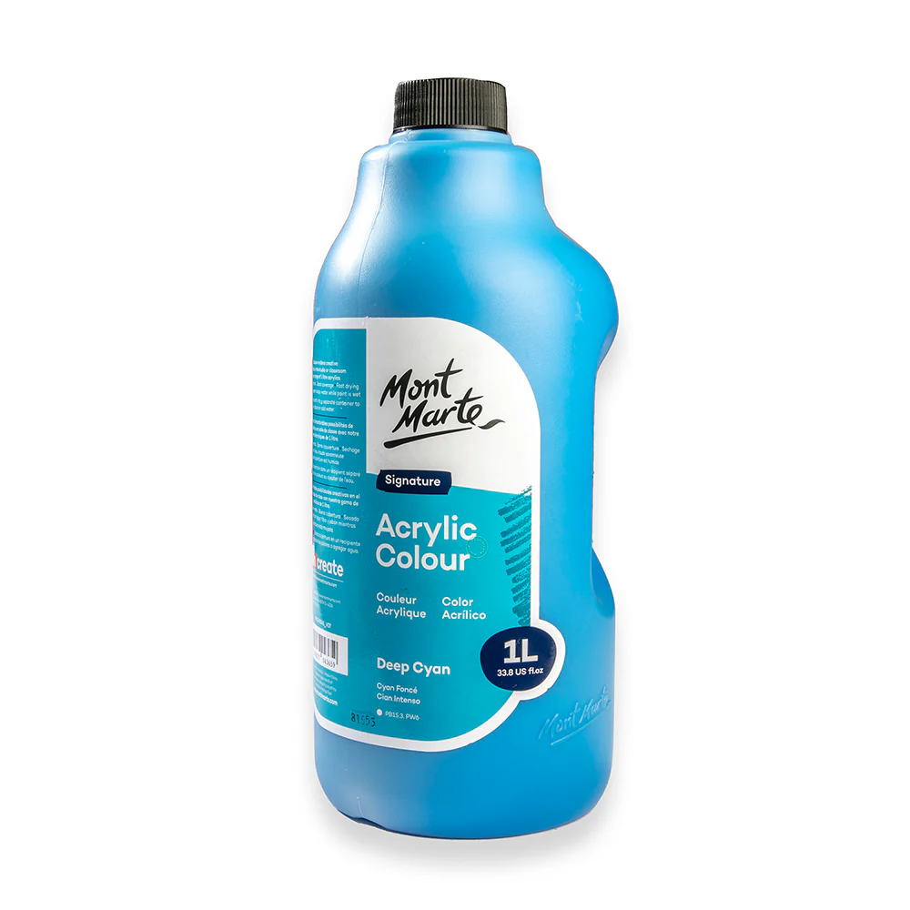 Acrylic Colour Signature 1L Bottle with Pump - Deep Cyan - Image 4