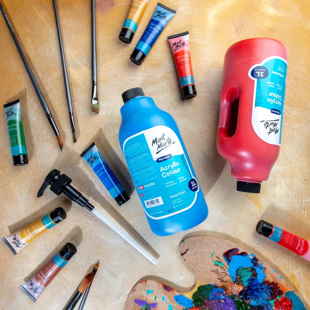 Acrylic Colour Signature 1L Bottle with Pump - Deep Cyan - Image 7