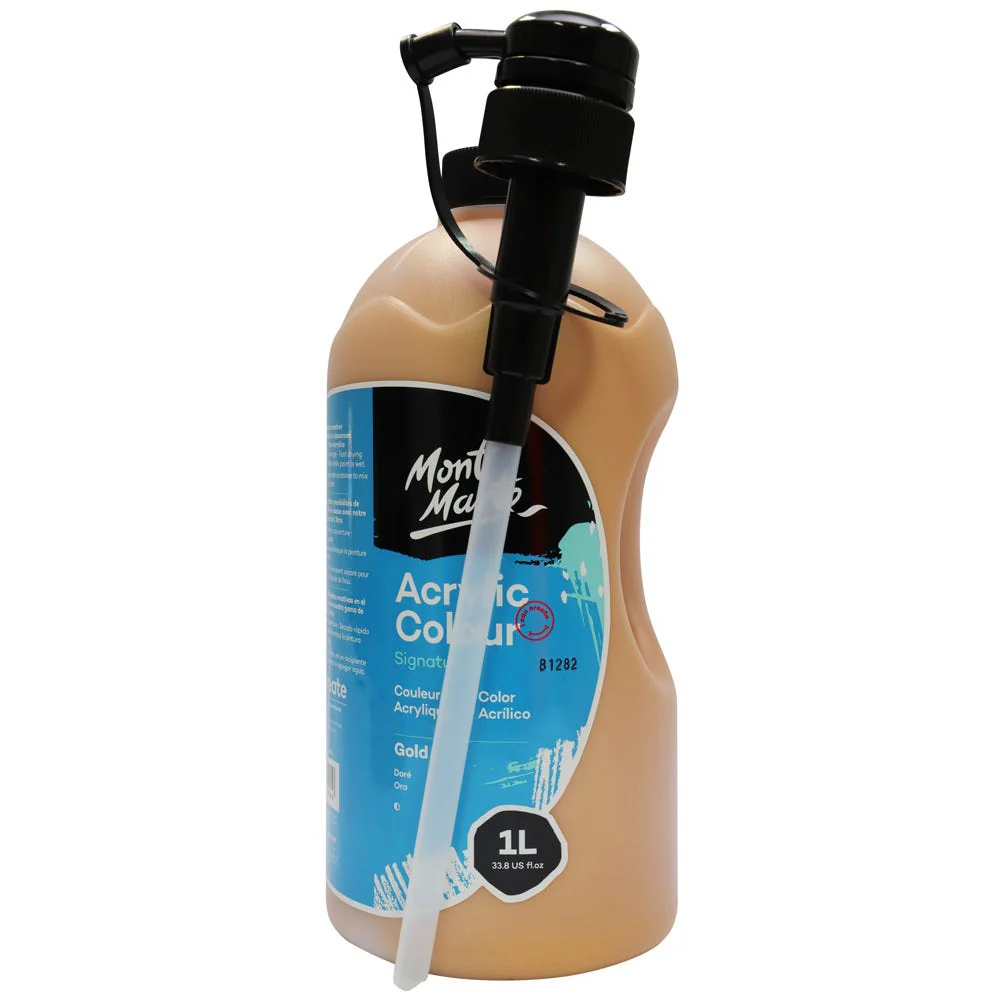 Acrylic Colour Signature 1L Bottle with Pump - Gold