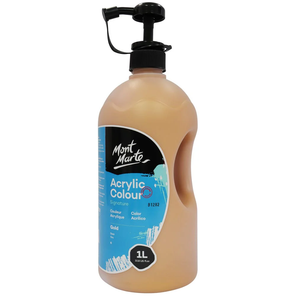 Acrylic Colour Signature 1L Bottle with Pump - Gold - Image 2