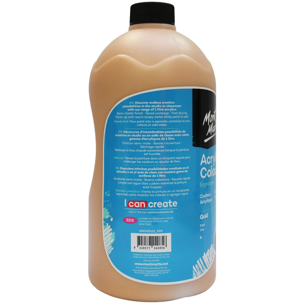 Acrylic Colour Signature 1L Bottle with Pump - Gold - Image 3