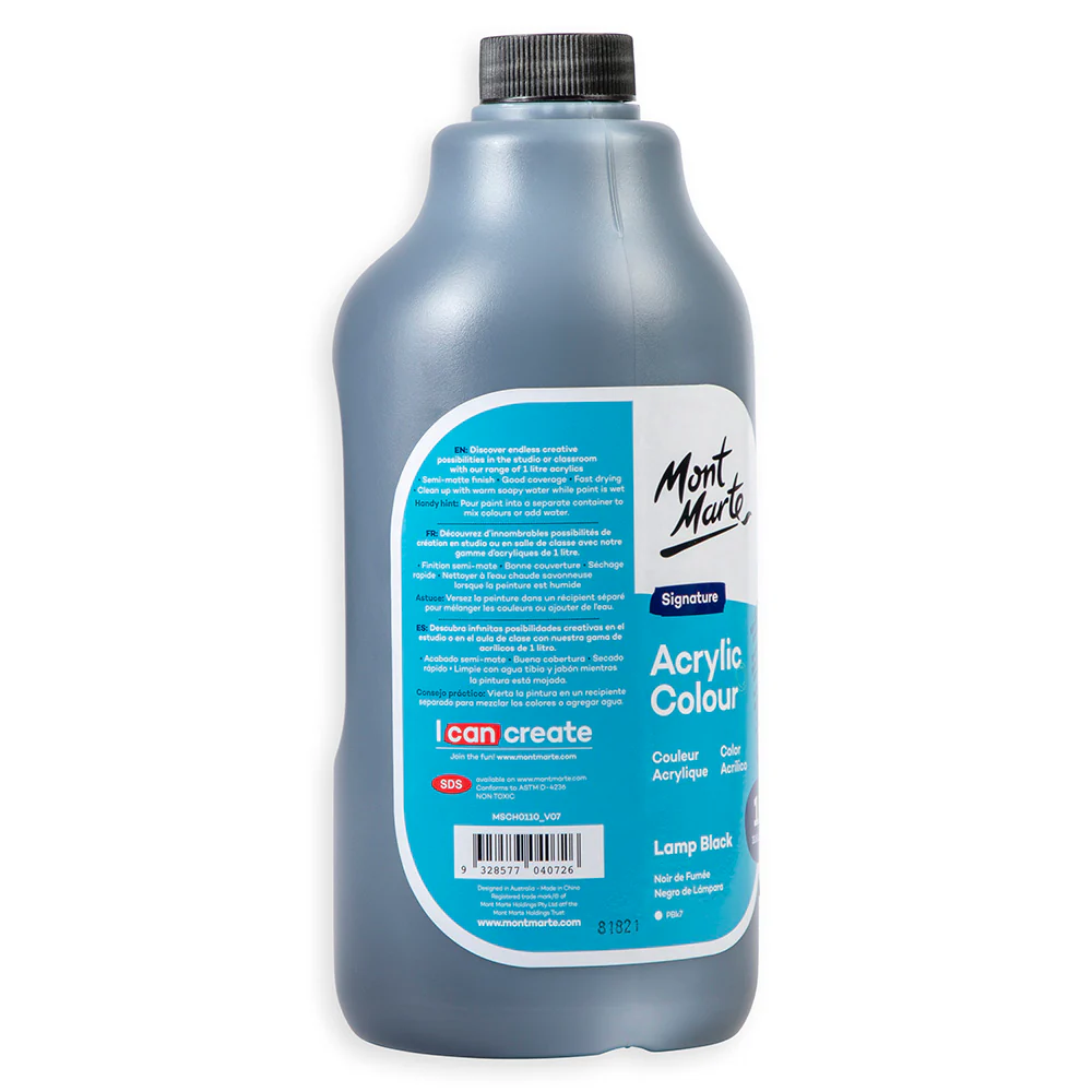 Acrylic Colour Signature 1L Bottle with Pump - Lamp Black - Image 4