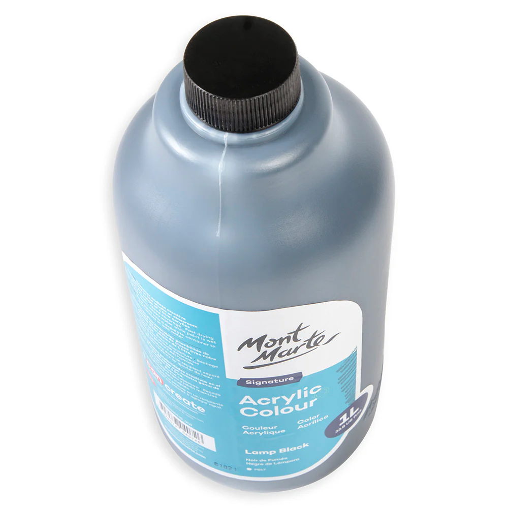 Acrylic Colour Signature 1L Bottle with Pump - Lamp Black - Image 6