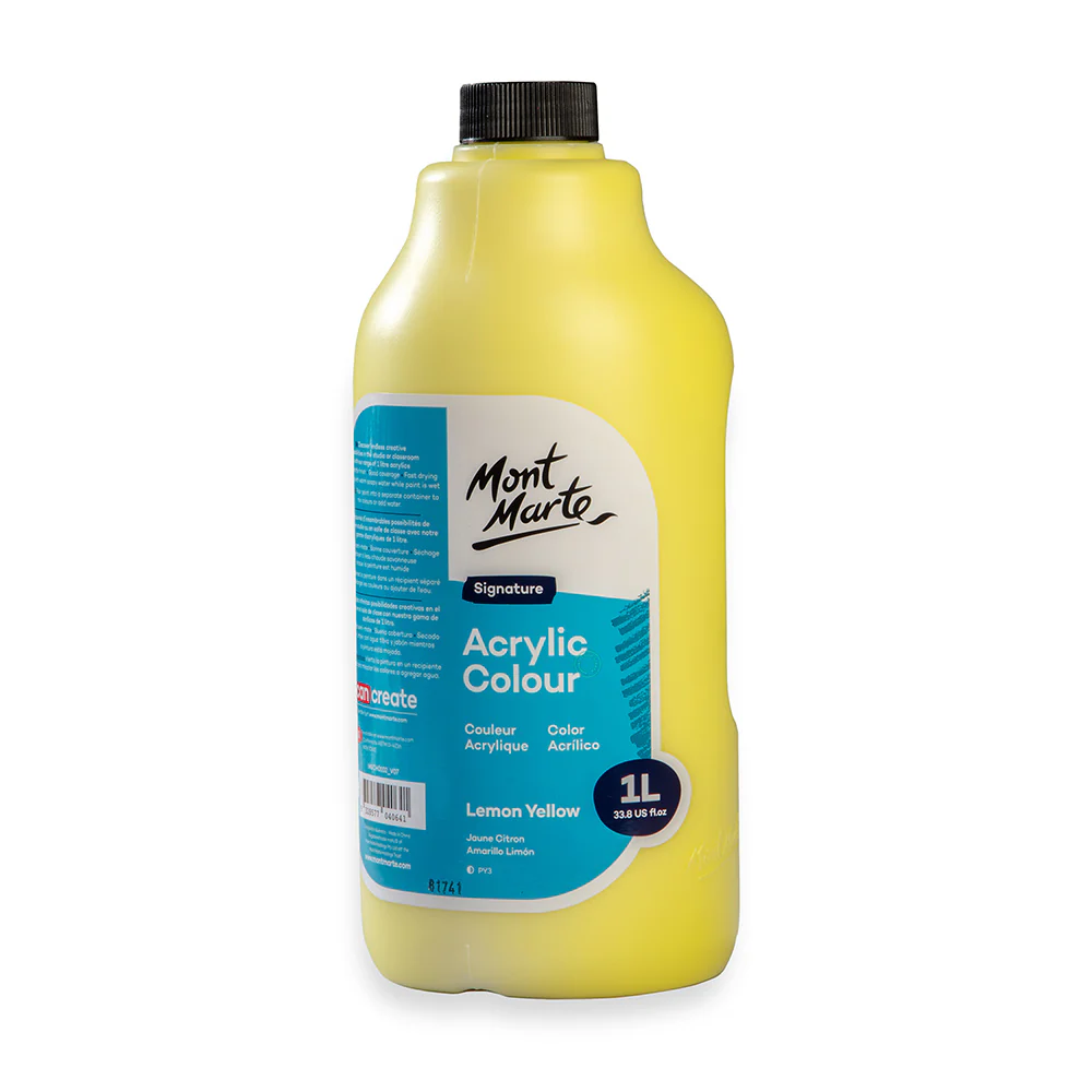 Acrylic Colour Signature 1L Bottle with Pump - Lemon Yellow - Image 3