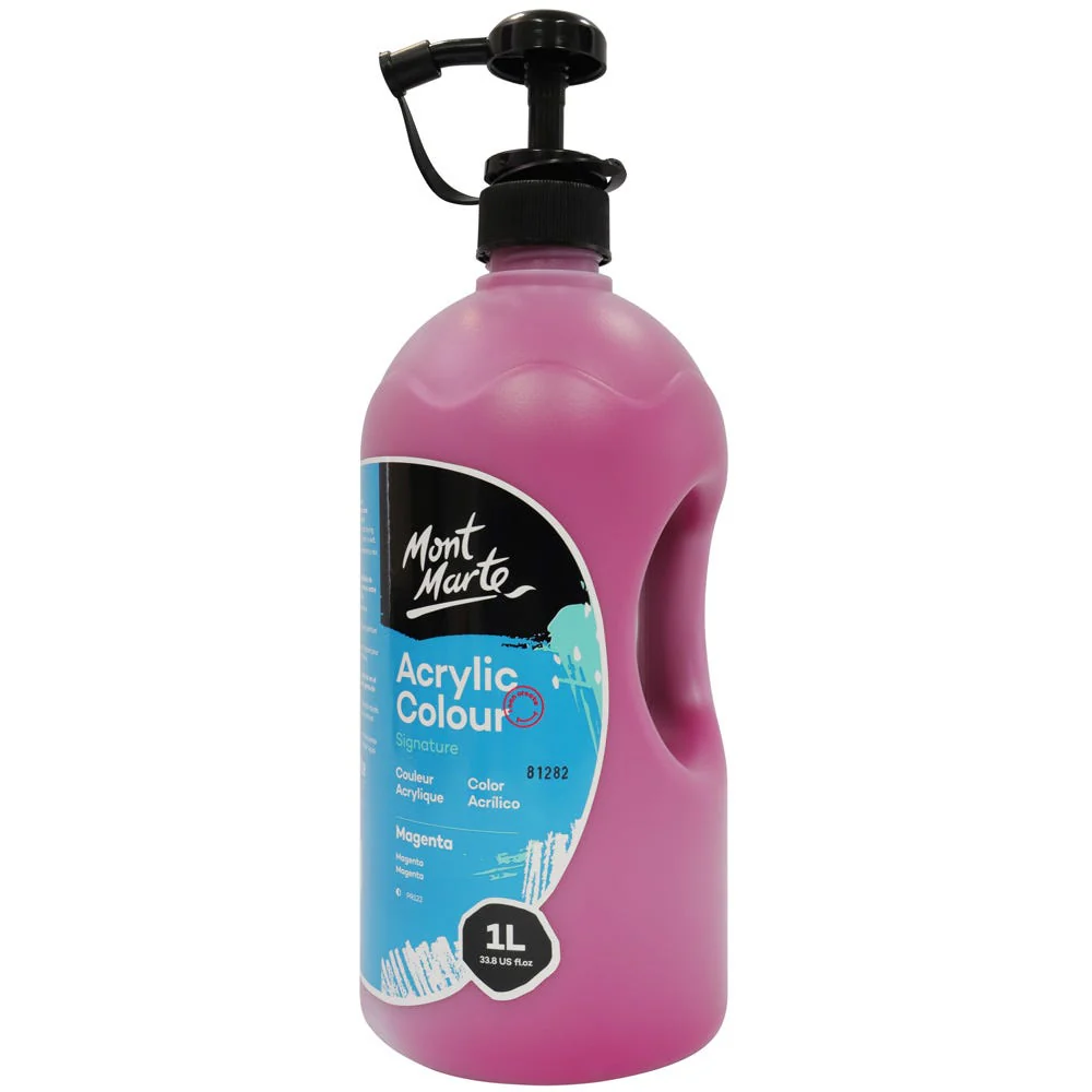 Acrylic Colour Signature 1L Bottle with Pump - Magenta - Image 2