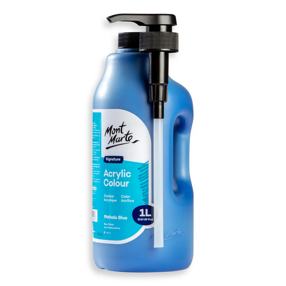 Acrylic Colour Signature 1L Bottle with Pump - Phthalo Blue