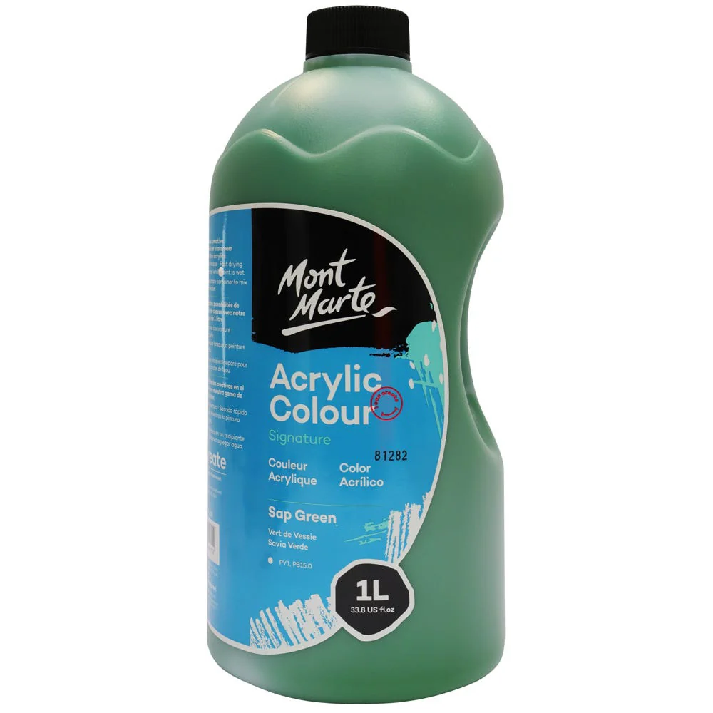 Acrylic Colour Signature 1L Bottle with Pump - Sap Green - Image 3