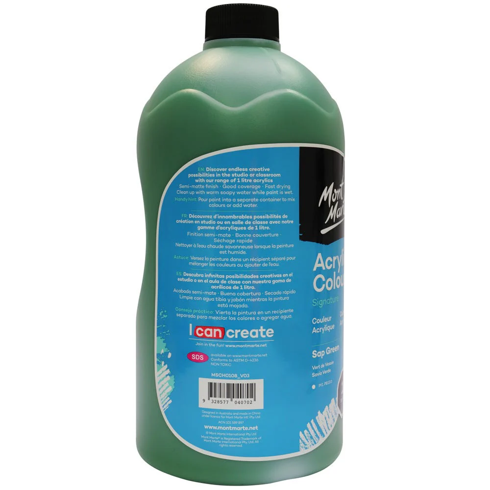 Acrylic Colour Signature 1L Bottle with Pump - Sap Green - Image 4