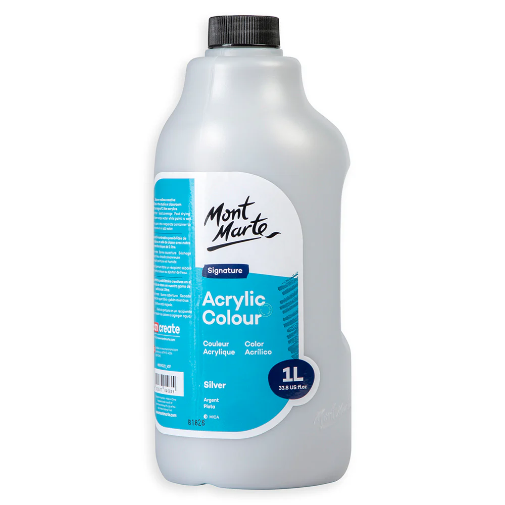 Acrylic Colour Signature 1L Bottle with Pump - Silver - Image 4
