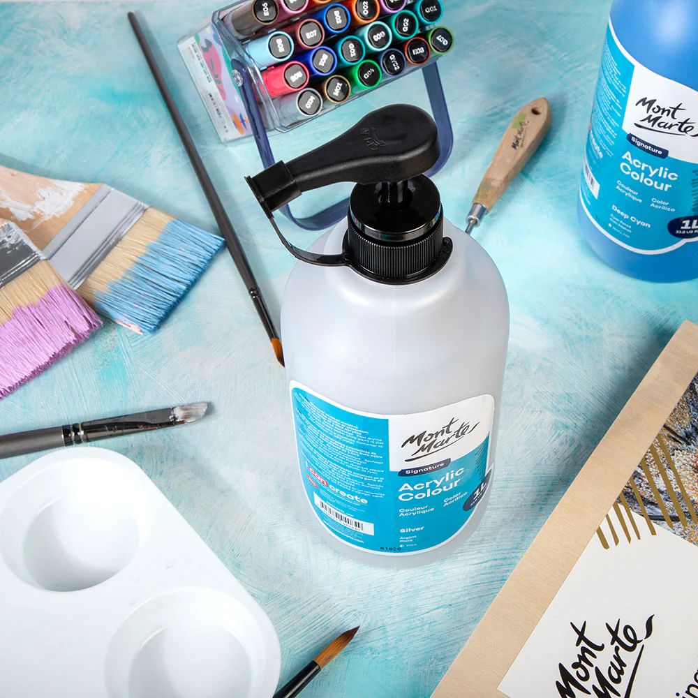 Acrylic Colour Signature 1L Bottle with Pump - Silver - Image 9