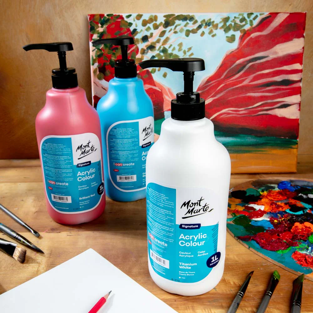Acrylic Colour Signature 1L Bottle with Pump - Titanium White - Image 10