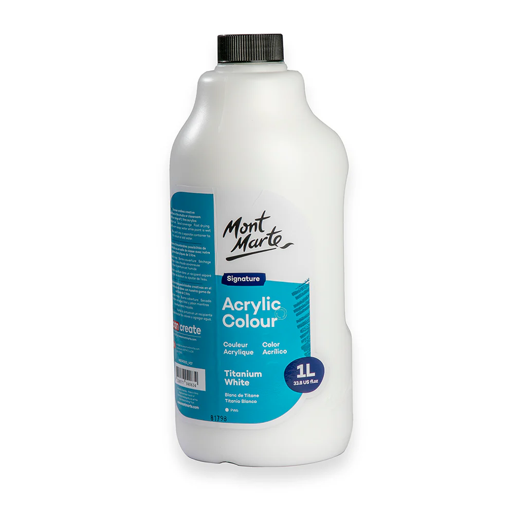 Acrylic Colour Signature 1L Bottle with Pump - Titanium White - Image 3