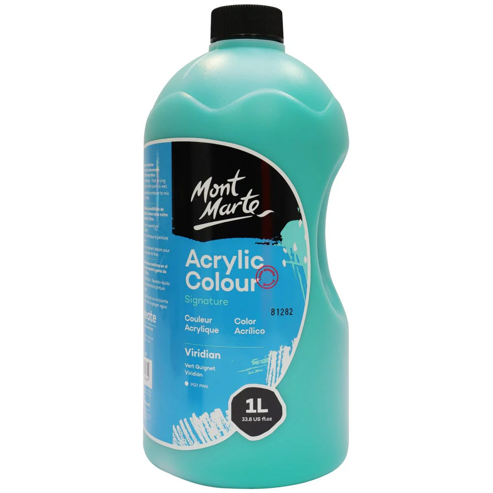 Acrylic Colour Signature 1L Bottle with Pump - Viridian - Image 4