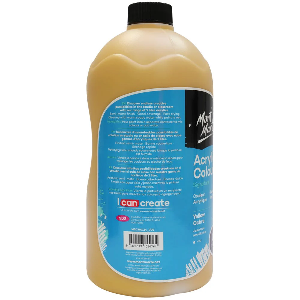 Acrylic Colour Signature 1L Bottle with Pump - Yellow Ochre - Image 4