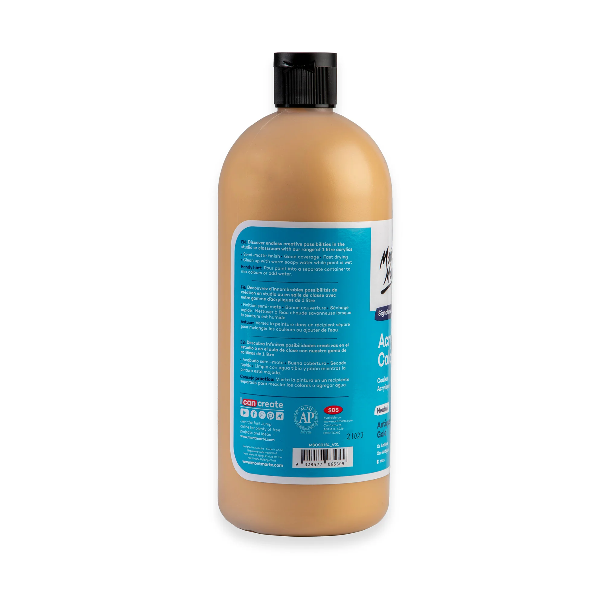 Acrylic Colour Signature 1L Squeeze Bottle - Antique Gold - Image 2