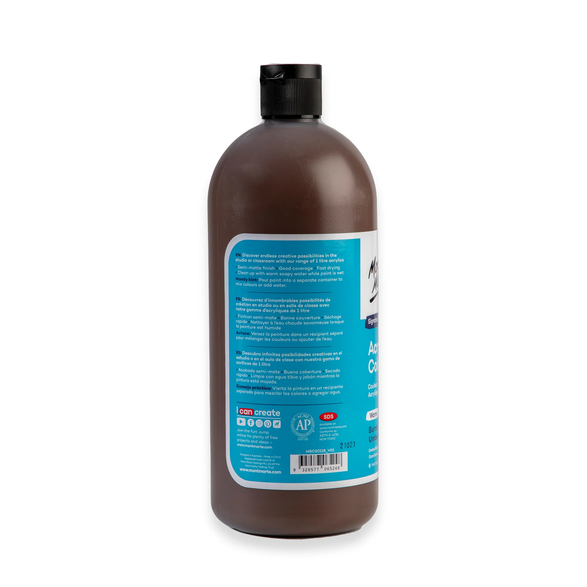 Acrylic Colour Signature 1L Squeeze Bottle - Burnt Umber - Image 2