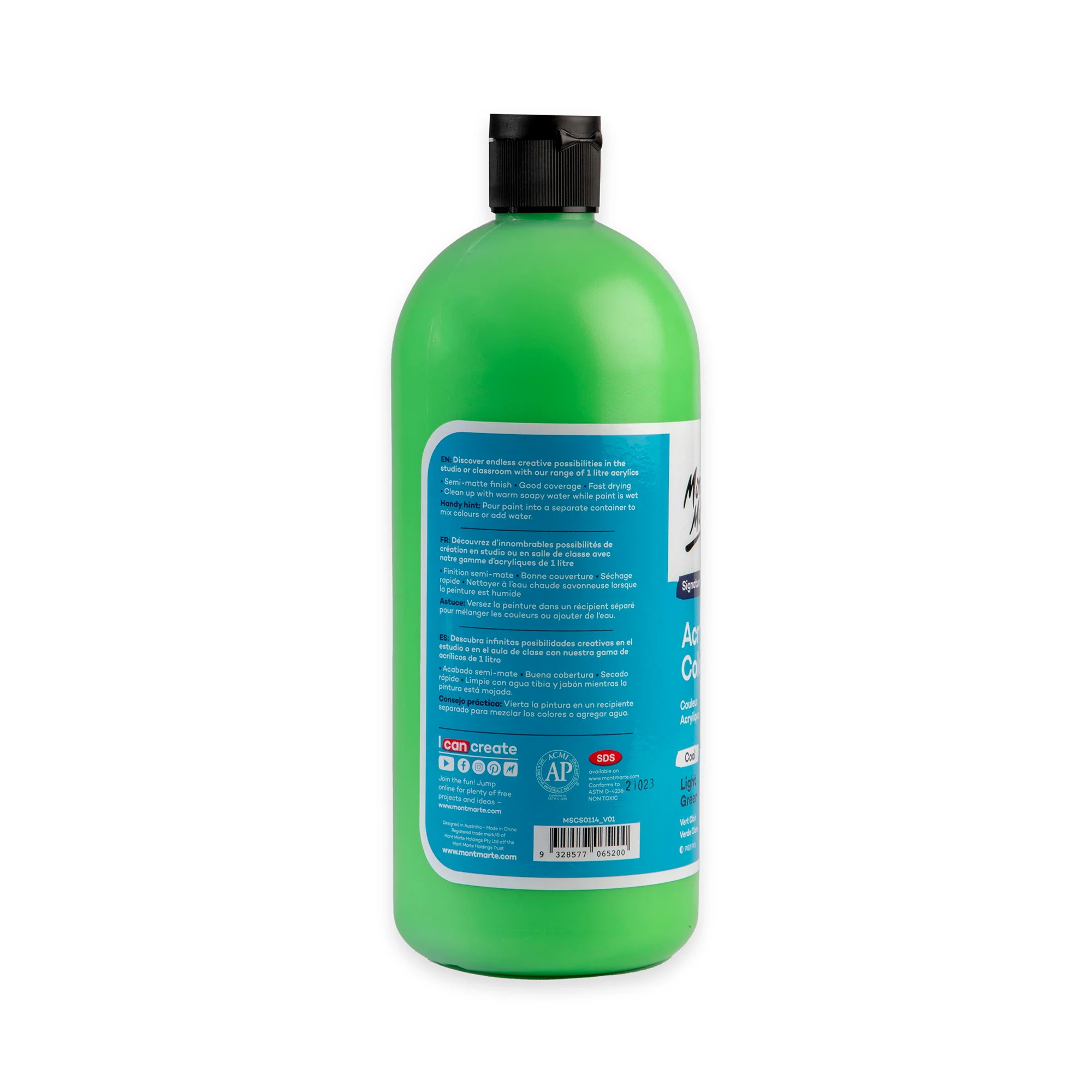 Acrylic Colour Signature 1L Squeeze Bottle - Light Green - Image 2