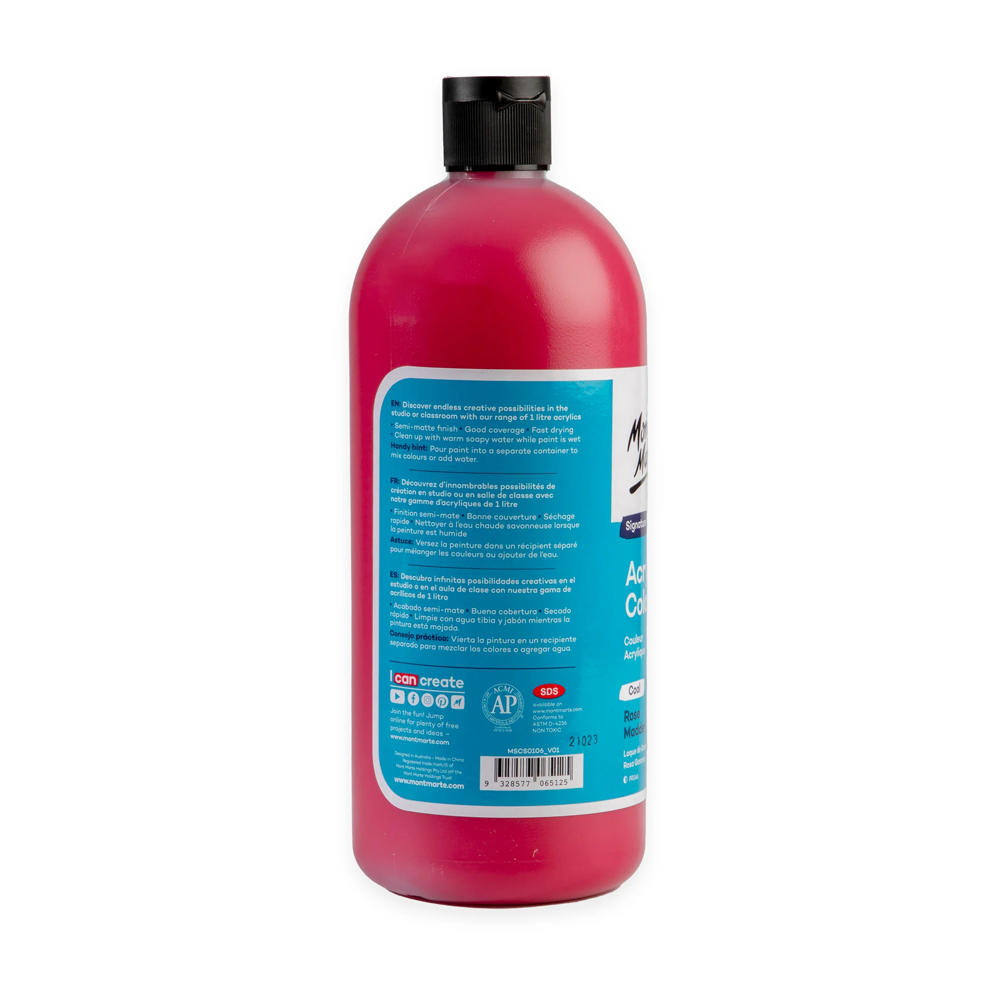 Acrylic Colour Signature 1L Squeeze Bottle - Rose Madder - Image 2