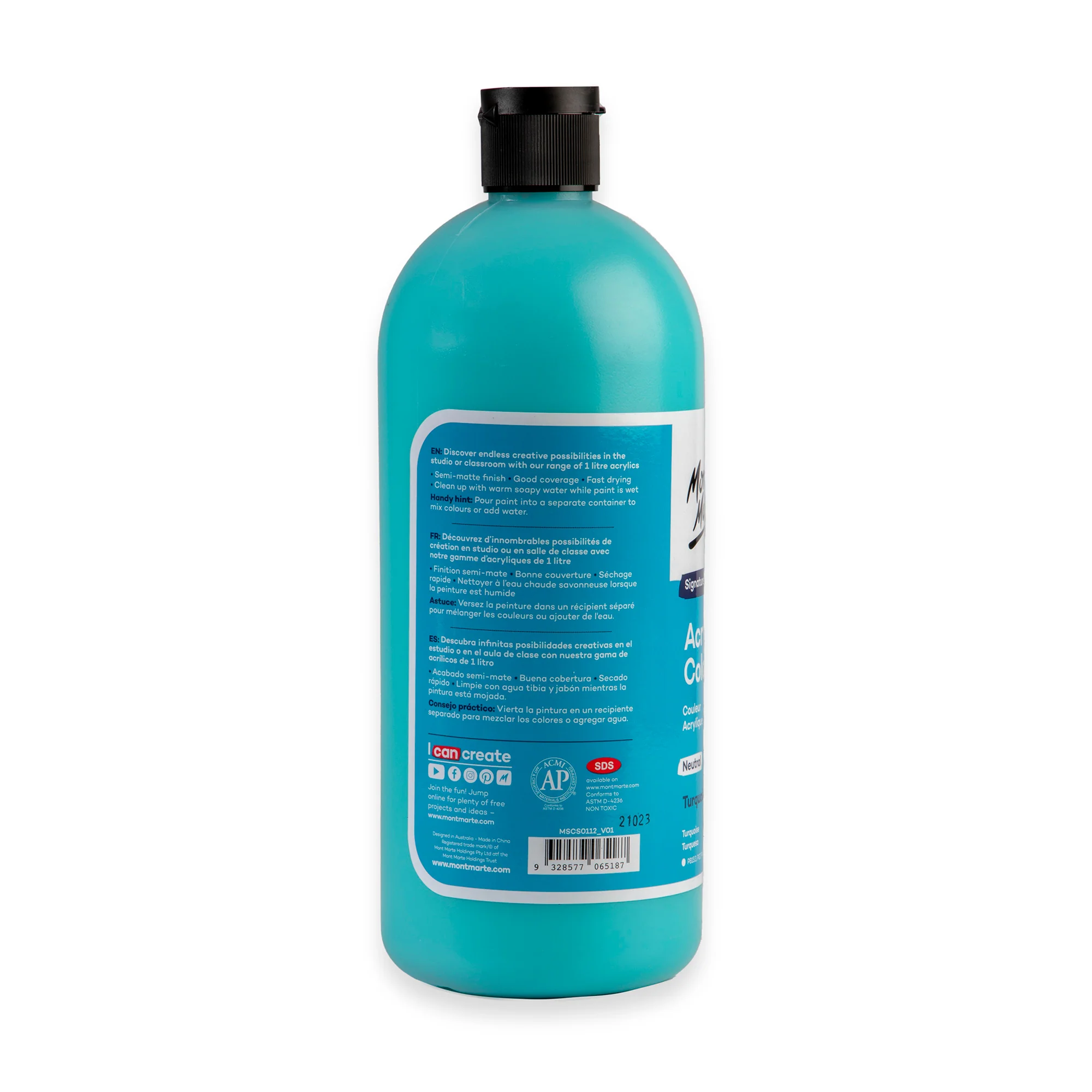 Acrylic Colour Signature 1L Squeeze Bottle - Turquoise - Image 2