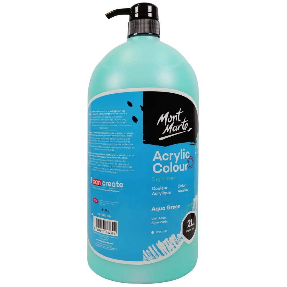 Acrylic Colour Paint Signature 2L Bottle with Pump – Aqua Green - Image 4