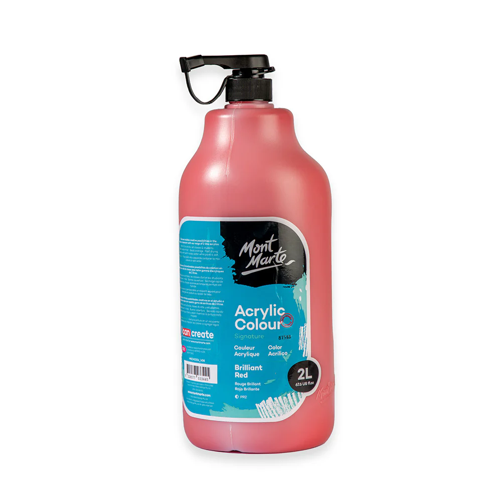 Acrylic Colour Paint Signature 2L Bottle with Pump – Brilliant Red - Image 4