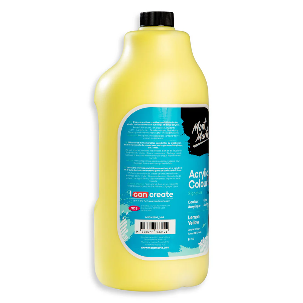 Acrylic Colour Paint Signature 2L Bottle with Pump – Lemon Yellow - Image 3