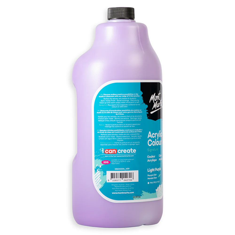 Acrylic Colour Paint Signature 2L Bottle with Pump – Light Purple - Image 3