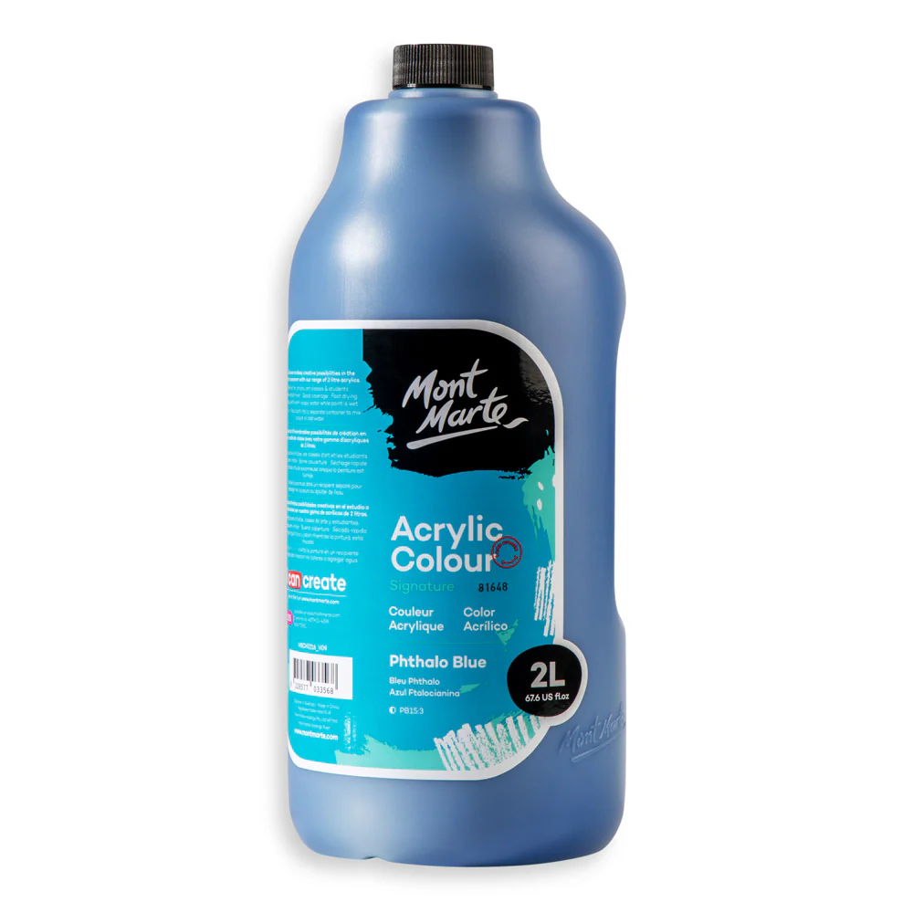 Acrylic Colour Paint Signature 2L Bottle with Pump – Phthalo Blue - Image 2