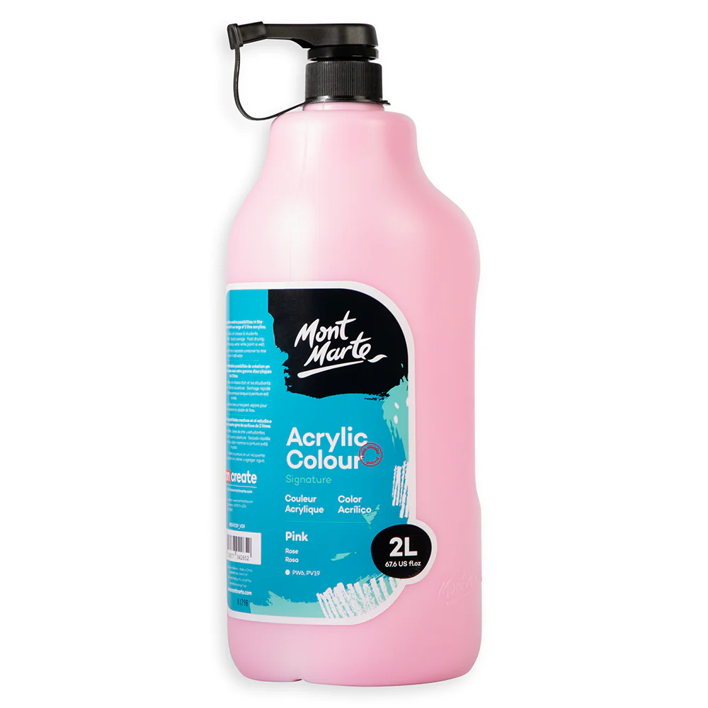 Acrylic Colour Paint Signature 2L Bottle with Pump – Pink - Image 4