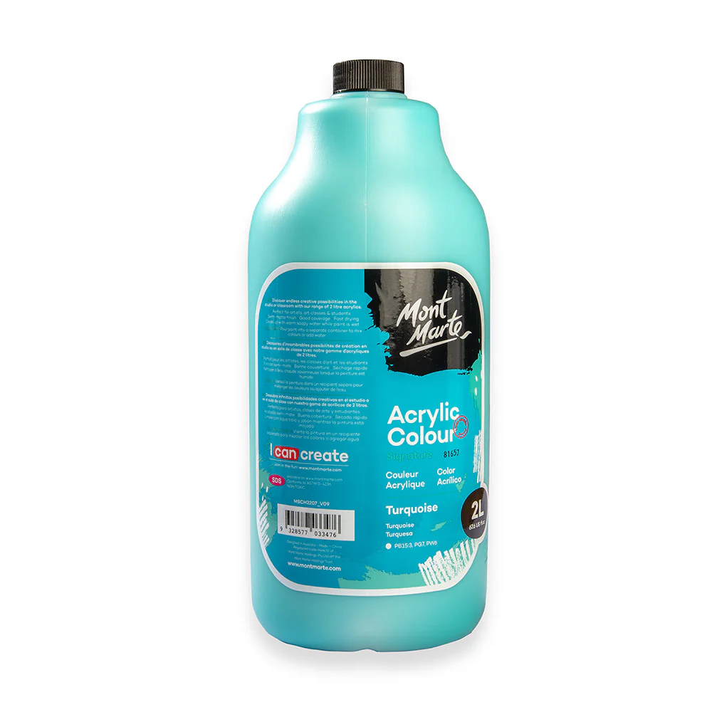 Acrylic Colour Paint Signature 2L Bottle with Pump – Turquoise - Image 3