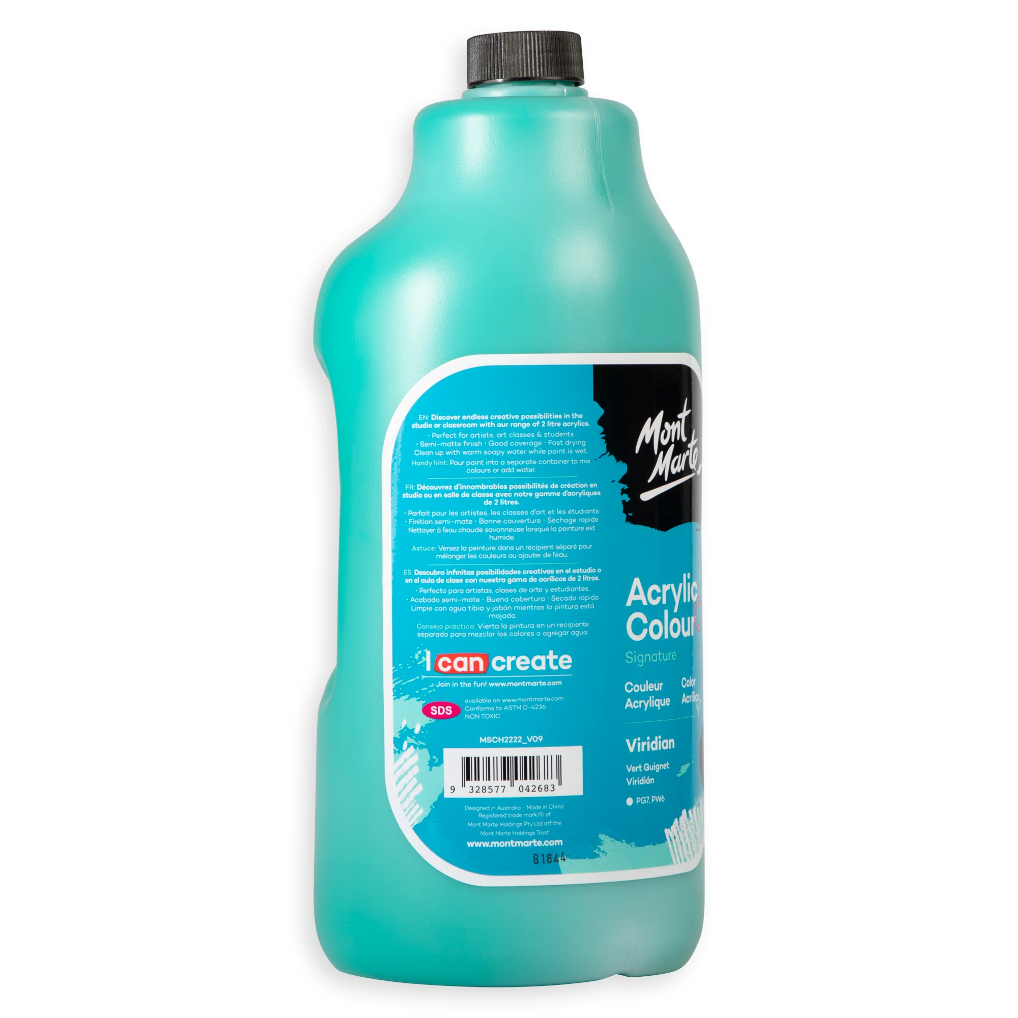 Acrylic Colour Paint Signature 2L Bottle with Pump – Viridian - Image 3