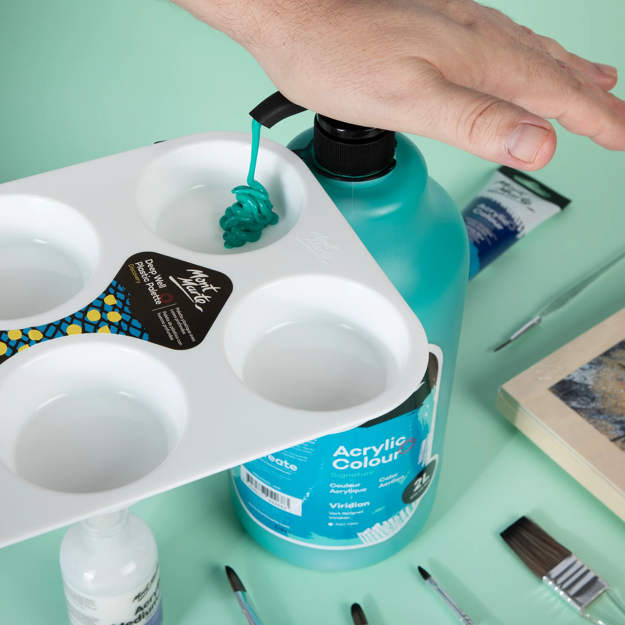 Acrylic Colour Paint Signature 2L Bottle with Pump – Viridian - Image 8