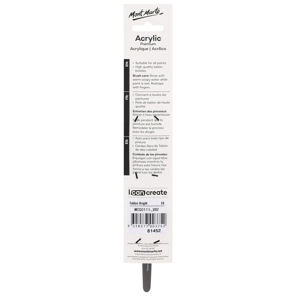 Artist Acrylic Brush Premium Taklon Bright Short 24 - Image 2