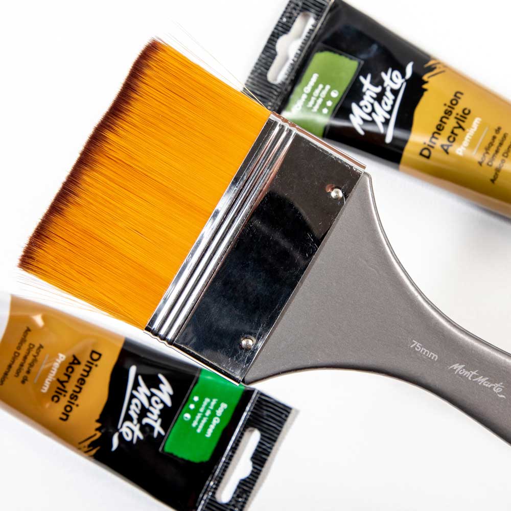 Artist Acrylic Brush Premium Taklon Flat Wide 75mm - Image 3