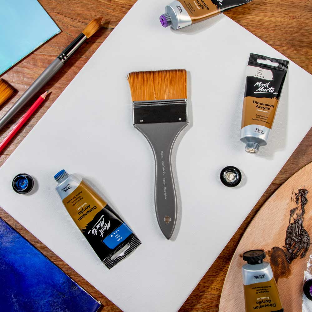 Artist Acrylic Brush Premium Taklon Flat Wide 75mm - Image 9