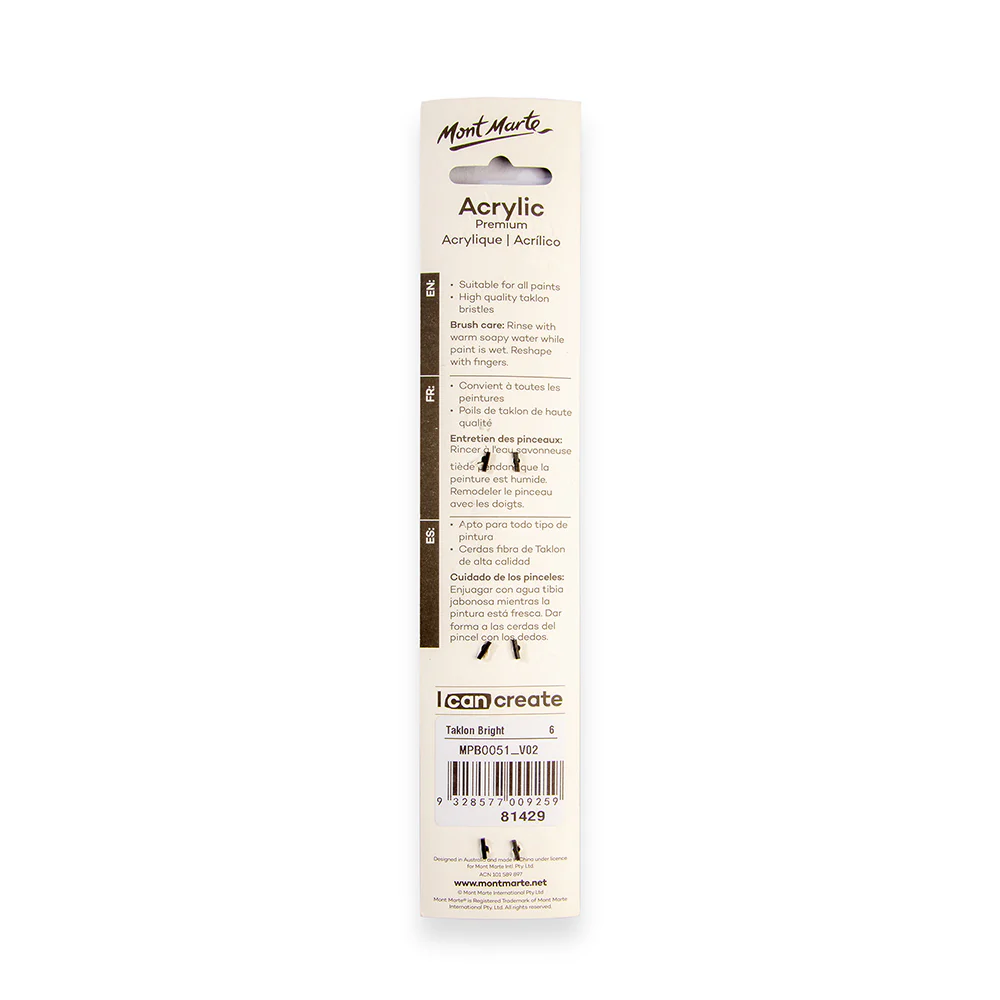 Artist Acrylic Brush Premium Taklon Short Bright 6 - Image 4