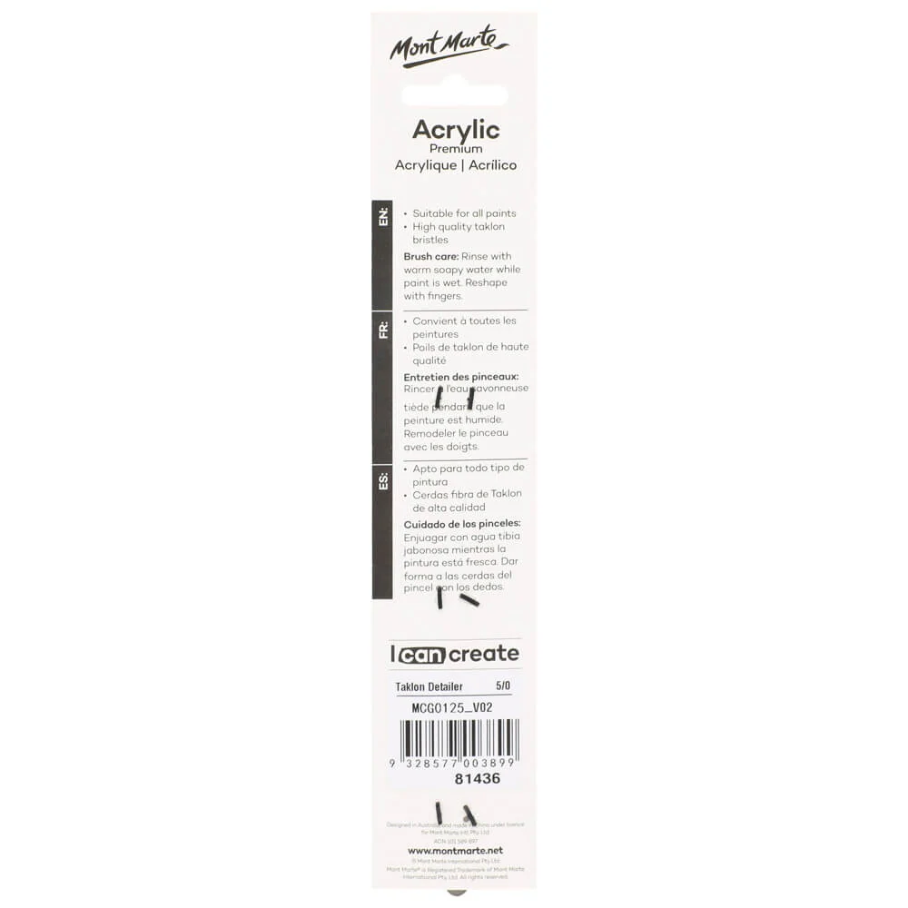Artist Acrylic Brush Taklon Detailer 5/0 - Image 3