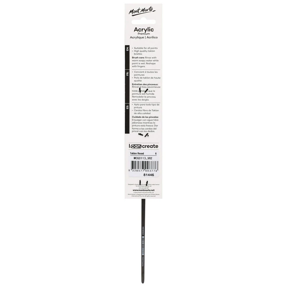 Artist Acrylic Brush Taklon Round 6 - Image 4