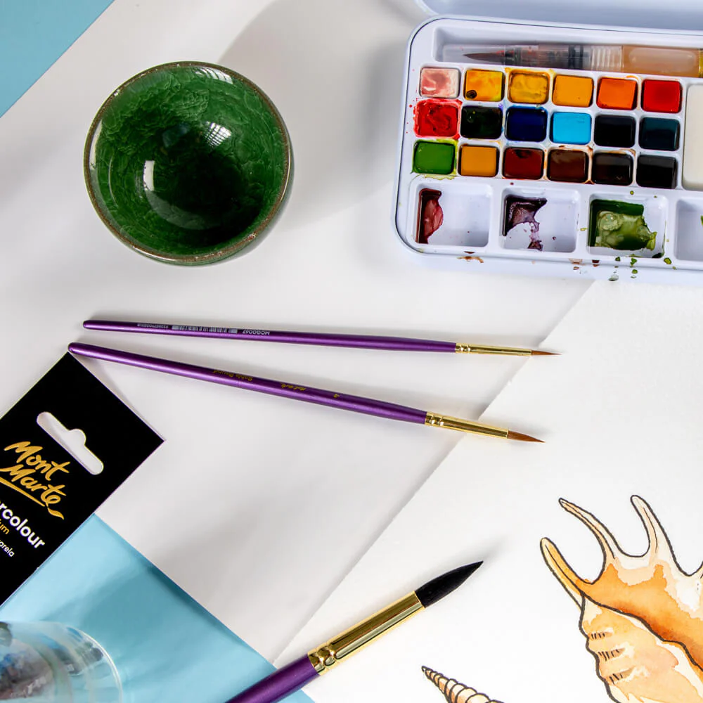 Artist Watercolour Brush Premium Sable Round 4 - Image 3