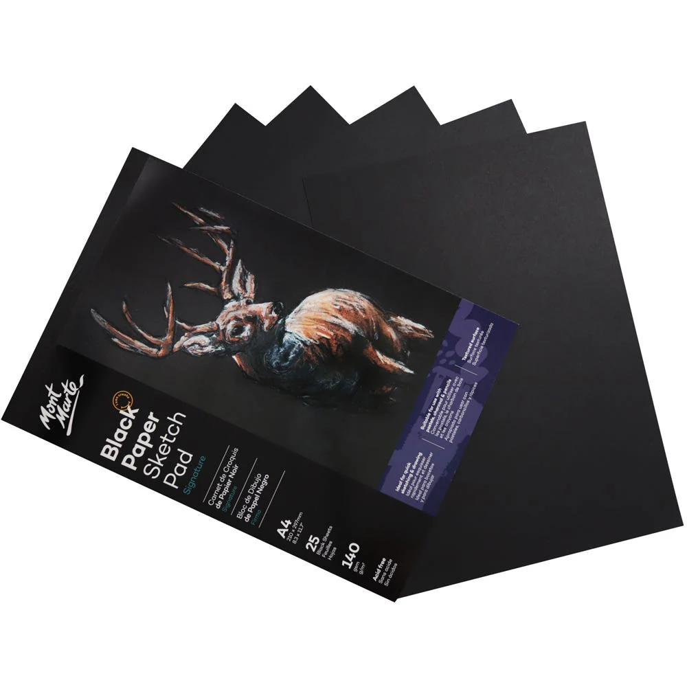 Black Paper Sketch Pad Signature 140gsm A4 25 Sheet - Image 3